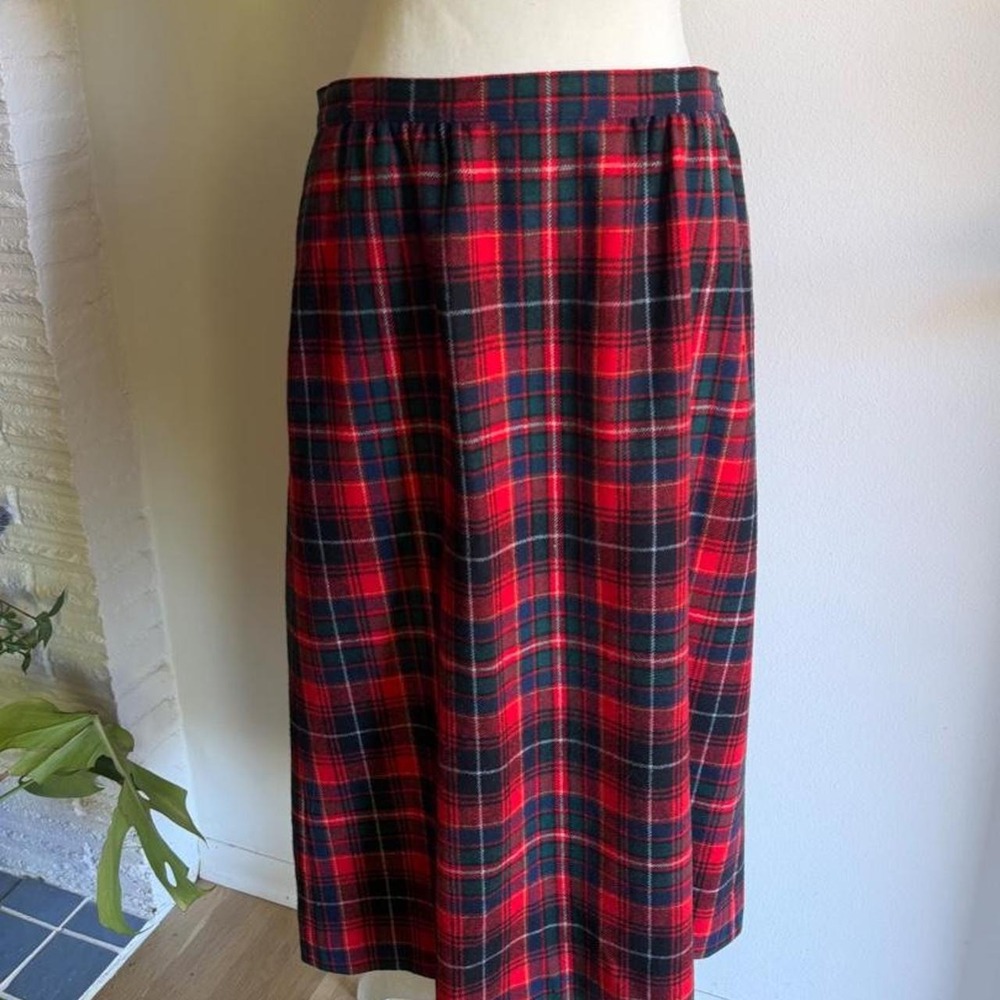 Tartan Plaid Pendleton vintage red wool holiday skirt